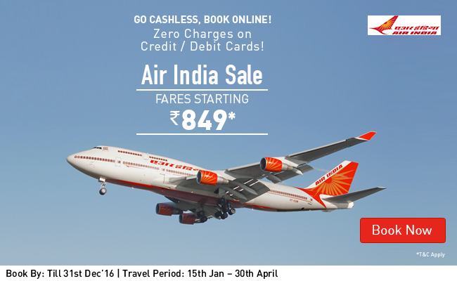Air India Mega Sale - Fares Starting at Rs.849* Only