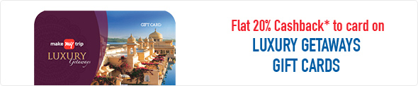 Flat 20% Cashback* to card on Luxury Getaways Gift Cards