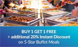 Buy 1 Get 1 Free + additional 20% Instant Discount on 5-Star Buffet Meals